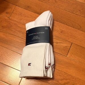 Tommy Hilfiger Men's White Crew Socks with Logo